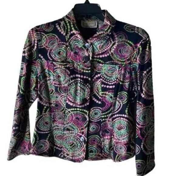 Life Style Blouse Women Size Medium Paisley Graphic Textured Long Sleeves Shirt - Picture 1 of 6